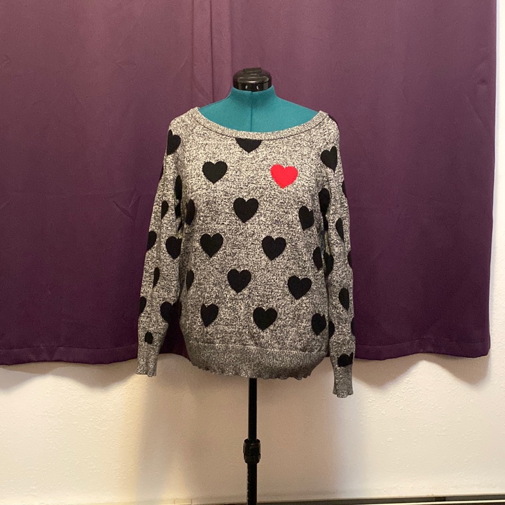 Torrid Gray and Black Heart Sweater